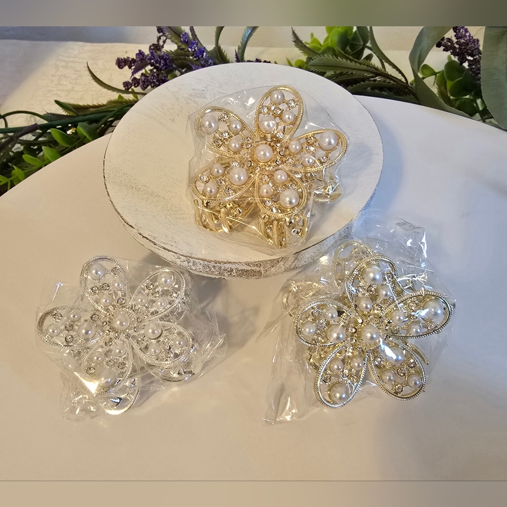 Flower Metal Claw Clips Bundle of 3 [Read Details]